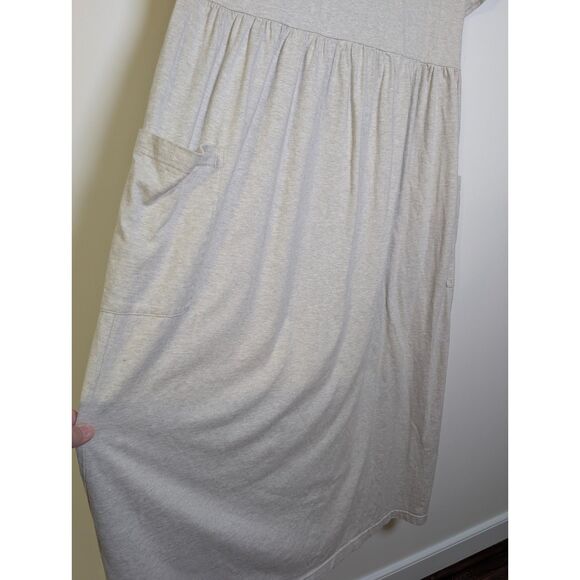 Vintage Y2K Eddie Bauer Cotton Pocket Maxi Dress M Cream Lagenlook Granolagore - Picture 3 of 6